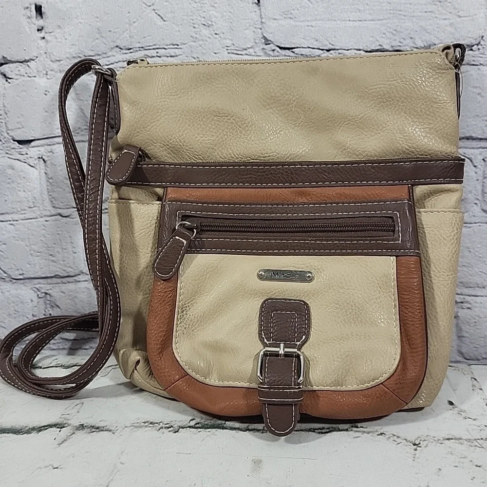 Multi Sac Crossbody Vegan Leather Bag Purse Biege Tan Western Sachel -‎ Spots